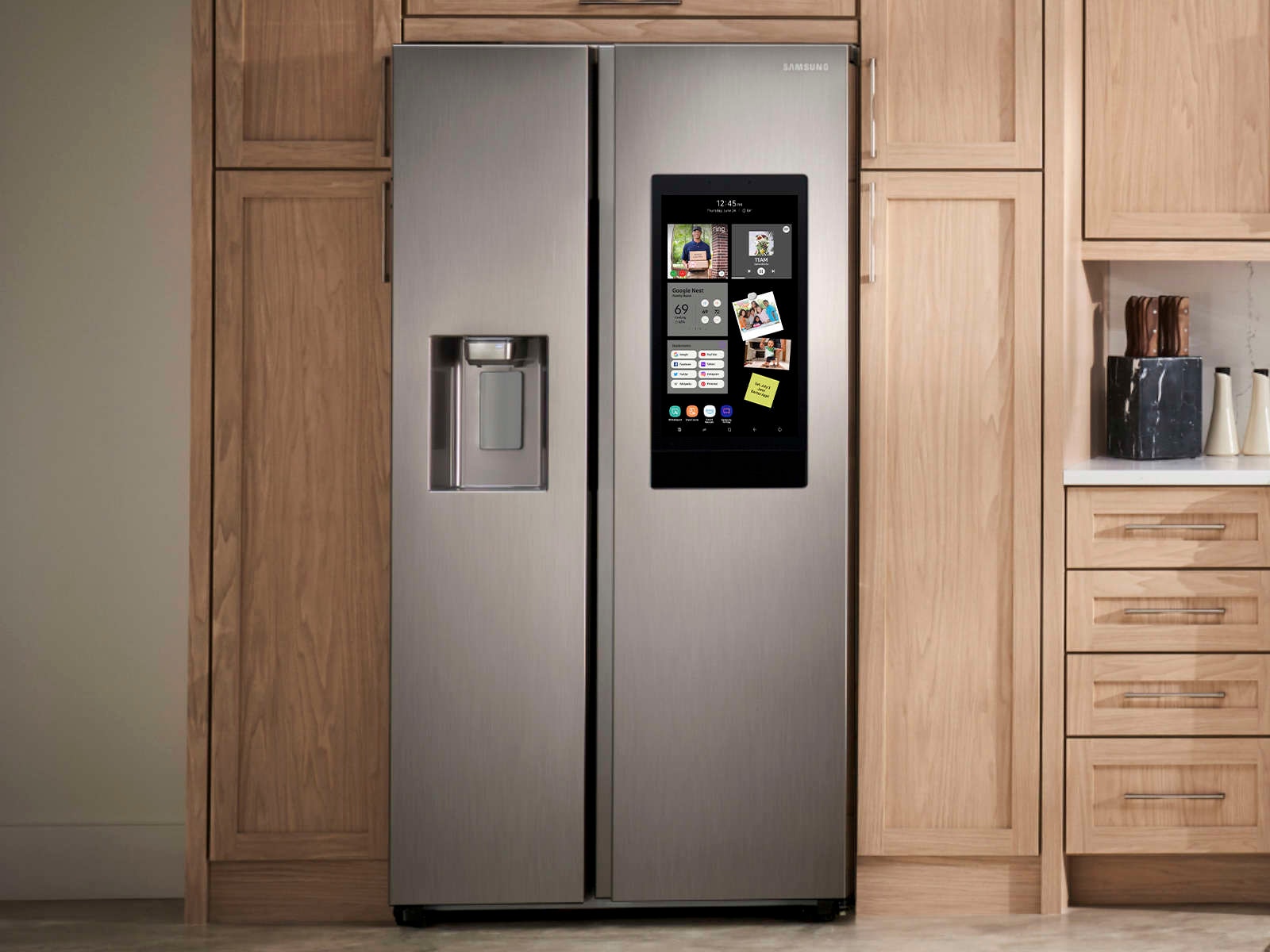 Samsung Bespoke AI Bespoke AI Family Hub 21.5-cu ft Counter-Depth 36-in Wide Side-by-Side Refrigerator Smart Compatible with Ice Maker ,Water and Ice Dispenser