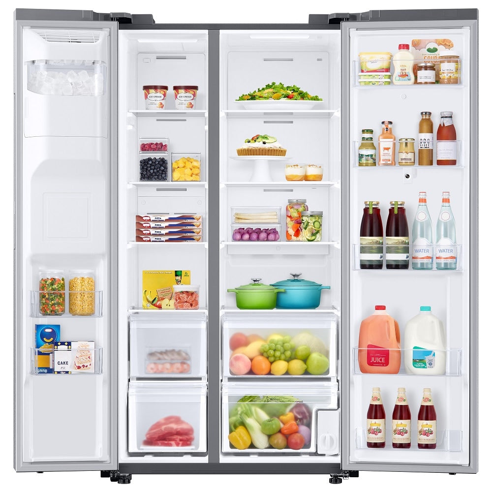 Samsung Bespoke AI Bespoke AI Family Hub 21.5-cu ft Counter-Depth 36-in Wide Side-by-Side Refrigerator Smart Compatible with Ice Maker ,Water and Ice Dispenser