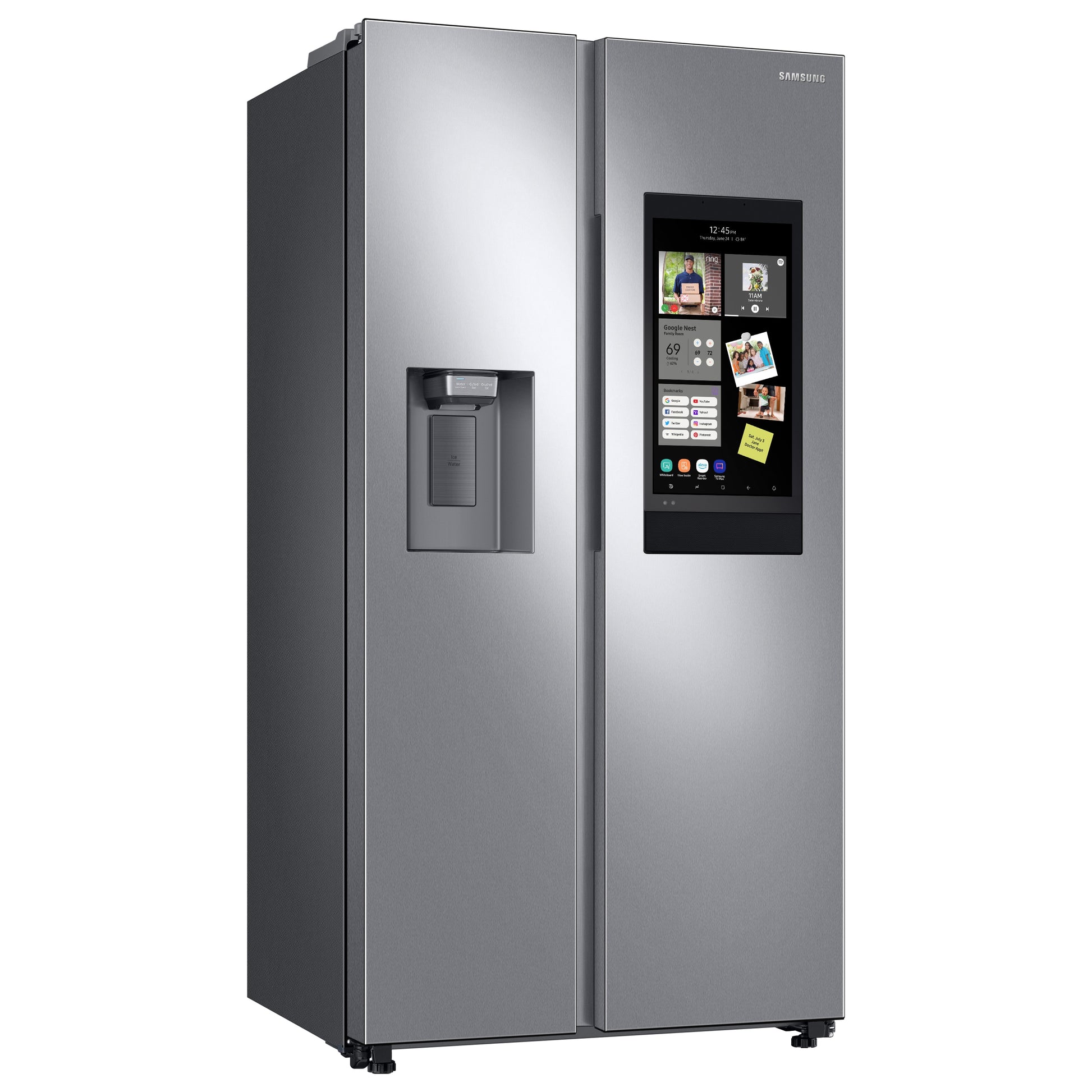 Samsung Bespoke AI Bespoke AI Family Hub 21.5-cu ft Counter-Depth 36-in Wide Side-by-Side Refrigerator Smart Compatible with Ice Maker ,Water and Ice Dispenser