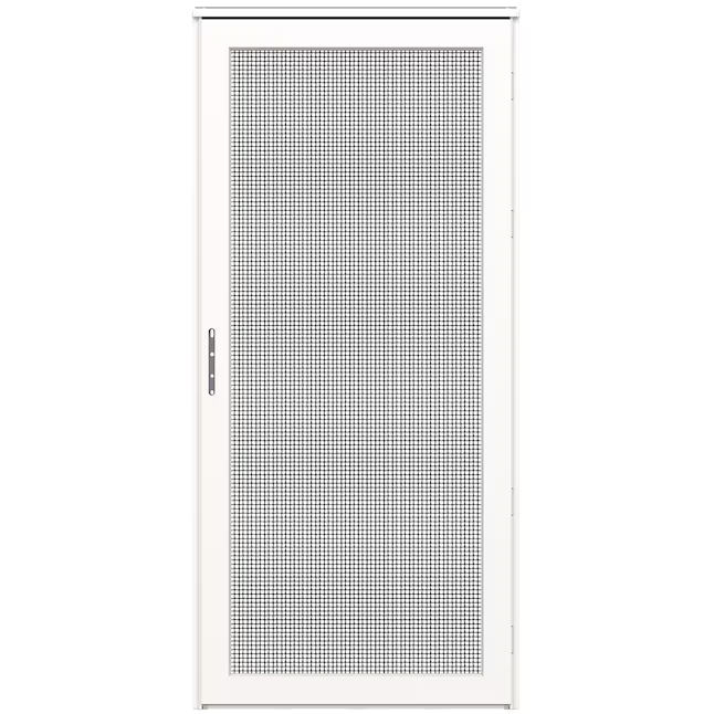 LARSON Platinum Secure Screen 36-in x 81-in White Linen Aluminum Surface Mount Left-hand Outswing Security Door with Black Screen and Lockset included, 45018362R #1957270 *JR2507, Retail: $1,317.96, FINAL PRICE: $479.99 + TAX