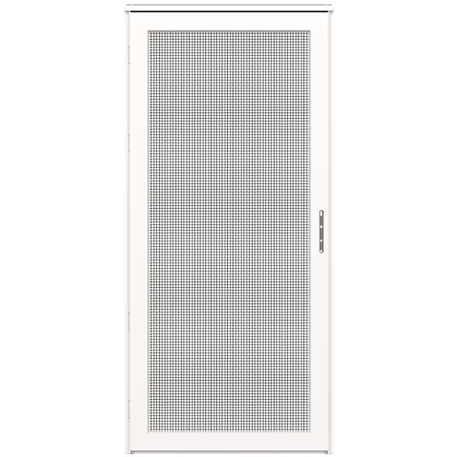LARSON Platinum Secure Screen 36-in x 81-in White Linen Aluminum Right-hand outswing Surface Mount Security Screen Door [FBM-320]