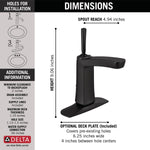 Delta Vesna Single Handle Centerset Bathroom Faucet in Matte Black, 15989LF-BL, MRSP: $331.75, FINAL PRICE: $ + TAX
