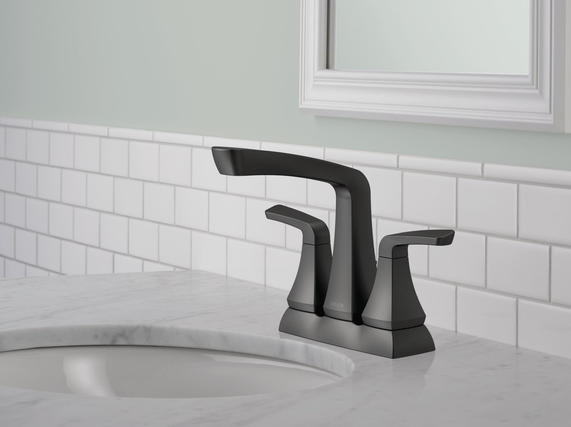 Delta Vesna Two Handle Centerset Bathroom Faucet in Matte Black, 25789LF-BL, MRSP: $123.04, FINAL PRICE: $59.99 + TAX