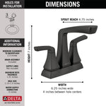 Delta Vesna Two Handle Centerset Bathroom Faucet in Matte Black, 25789LF-BL, MRSP: $123.04, FINAL PRICE: $59.99 + TAX
