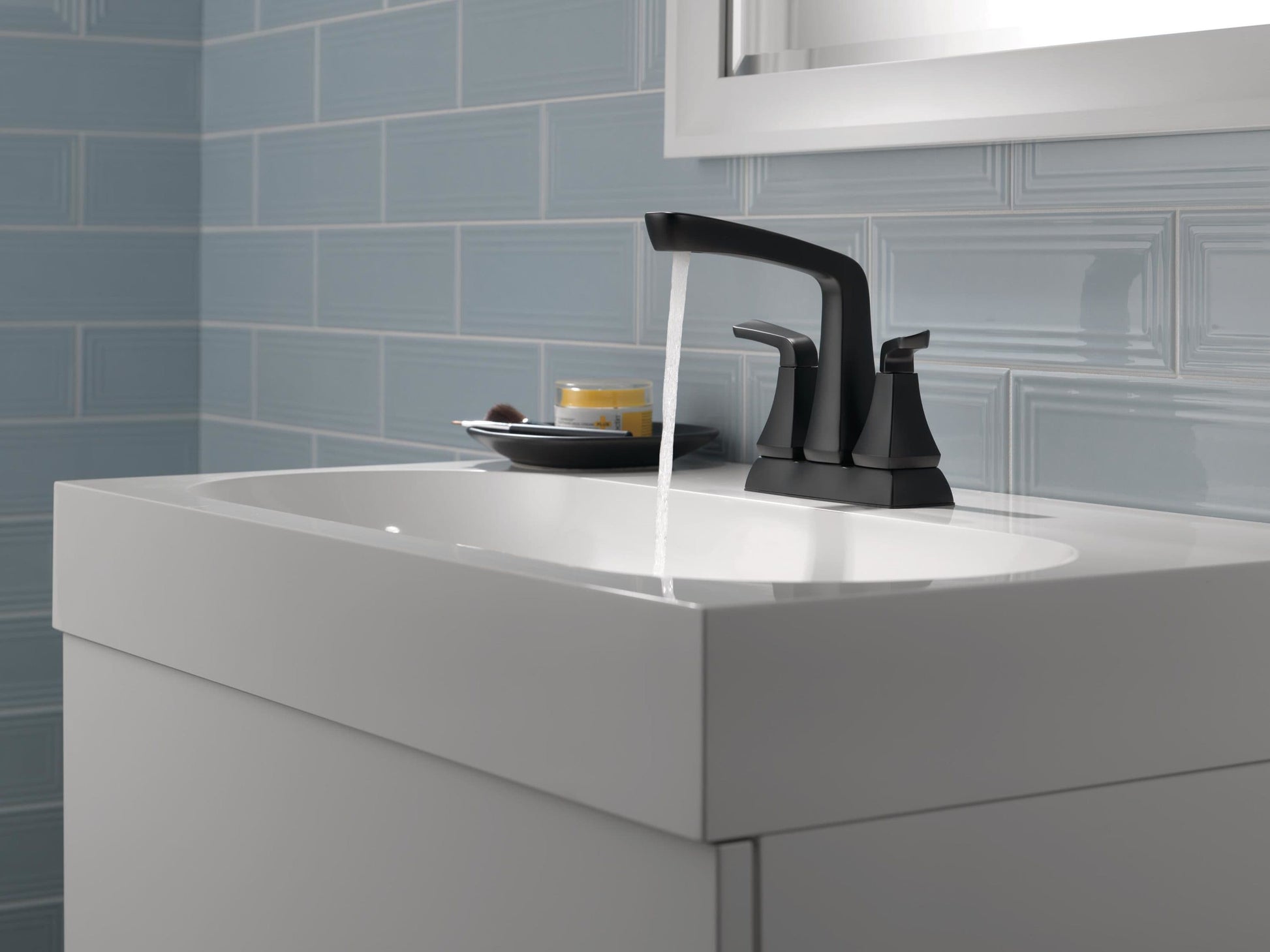 Delta Vesna Two Handle Centerset Bathroom Faucet in Matte Black, 25789LF-BL, MRSP: $123.04, FINAL PRICE: $59.99 + TAX