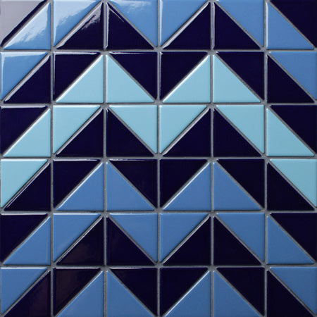** PER PCS ** Blue Santorini Chevron by Merola 10x10, 8.14sf, 10pcs, Loc: MT1-F