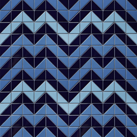 ** PER PCS ** Blue Santorini Chevron by Merola 10x10, 8.14sf, 10pcs, Loc: MT1-F