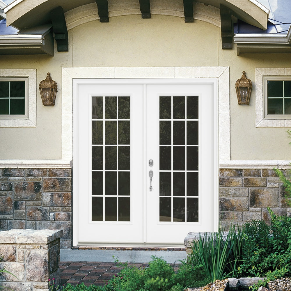 Steel Right-hand inswing French Patio Door with Low-E Glass with Grilles (Brickmould Included)