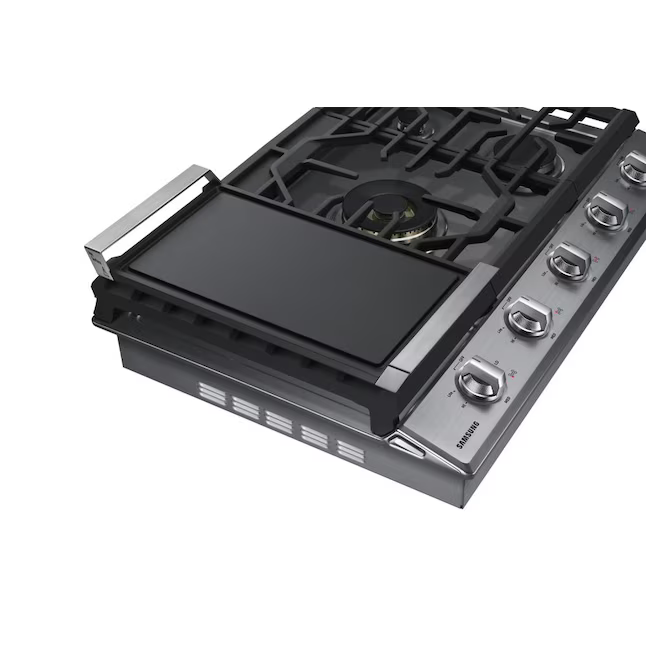 Samsung 30-in 5 Burners Stainless Steel Gas Cooktop (Griddle Included) - CLEARANCED, NA30N7755TS, *JR