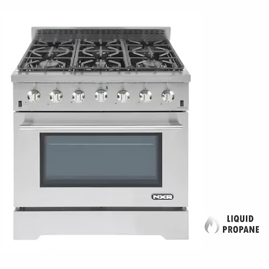NXR LS3622 36-in 6 burners 5.5-cu ft Convection Oven Freestanding Liquid Propane Gas Range (Stainless Steel), LS3622LP *JR2512, Retail: $2,729.00, FINAL PRICE: $1,399.99 + TAX