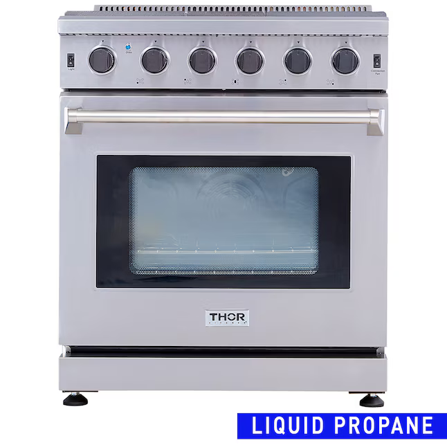 Thor Kitchen 30-in 5 burners 4.5-cu ft Freestanding Liquid Propane Gas Range (Stainless Steel), LRG3001ULP *JR2510, Retail: $2,799.00, FINAL PRICE: $1,799.99 + TAX