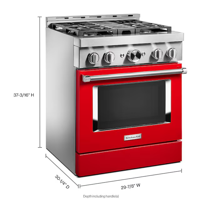 KitchenAid 30-in 4 burners 4.1-cu ft Convection Oven Freestanding Natural Gas Range (Passion Red), KFGC500JPA *JR2512, Retail: $4,599.00, FINAL PRICE: $2,699.99 + TAX
