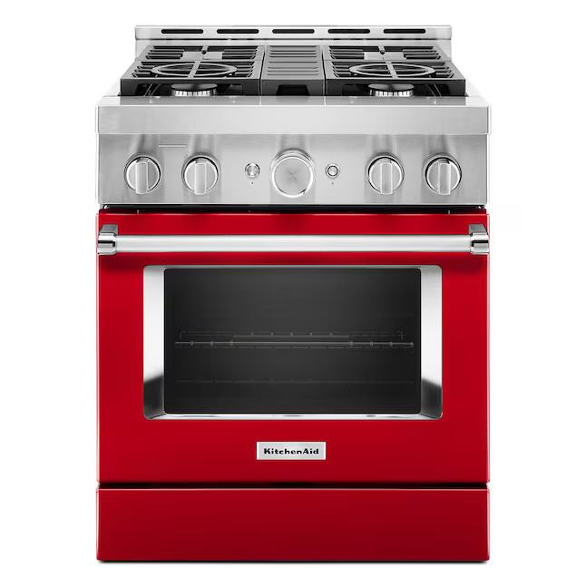 KitchenAid 30-in 4 burners 4.1-cu ft Convection Oven Freestanding Natural Gas Range (Passion Red), KFGC500JPA *JR2512, Retail: $4,599.00, FINAL PRICE: $2,699.99 + TAX