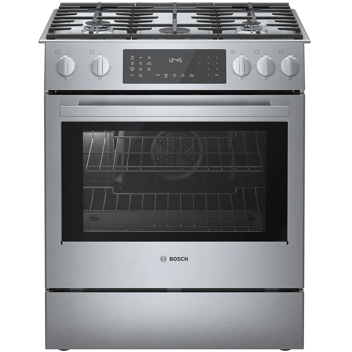 Bosch 800 Series 30-in Deep Recessed 5 burners Convection Oven Slide-In Dual Fuel Range (Stainless Steel), HDI8056U *JR2512, Retail: $3,299.00, FINAL PRICE: $1,599.99 + TAX
