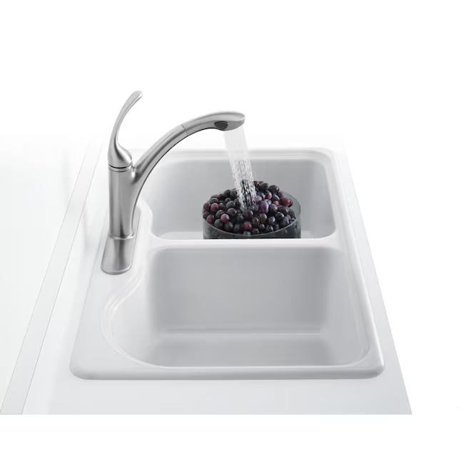 KOHLER Hartland Drop-in 33-in x 22-in Cast iron Double Equal Bowl Kitchen Sink, K-R5818-3-0 *HD2509, Retail: $446.00, FINAL PRICE: $ + TAX