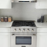 Kucht 30-in Deep recessed 4 burners Convection Oven Freestanding Dual Fuel Range ( Stainless Steel )