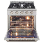 Kucht 30-in Deep recessed 4 burners Convection Oven Freestanding Dual Fuel Range ( Stainless Steel )
