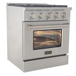 Kucht 30-in Deep recessed 4 burners Convection Oven Freestanding Dual Fuel Range ( Stainless Steel )