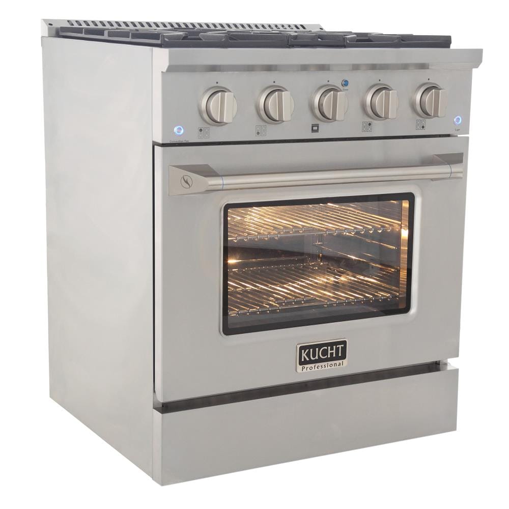 Kucht 30-in Deep recessed 4 burners Convection Oven Freestanding Dual Fuel Range ( Stainless Steel )