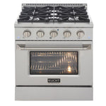 Kucht 30-in Deep recessed 4 burners Convection Oven Freestanding Dual Fuel Range ( Stainless Steel )