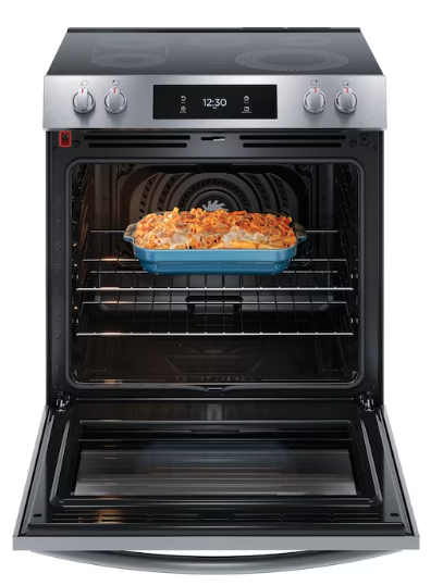 Frigidaire Gallery 30-in Glass Top 5 burners 6.2-cu ft Air Fry Convection Oven Slide-In Electric Range ( Fingerprint Resistant Stainless Steel )