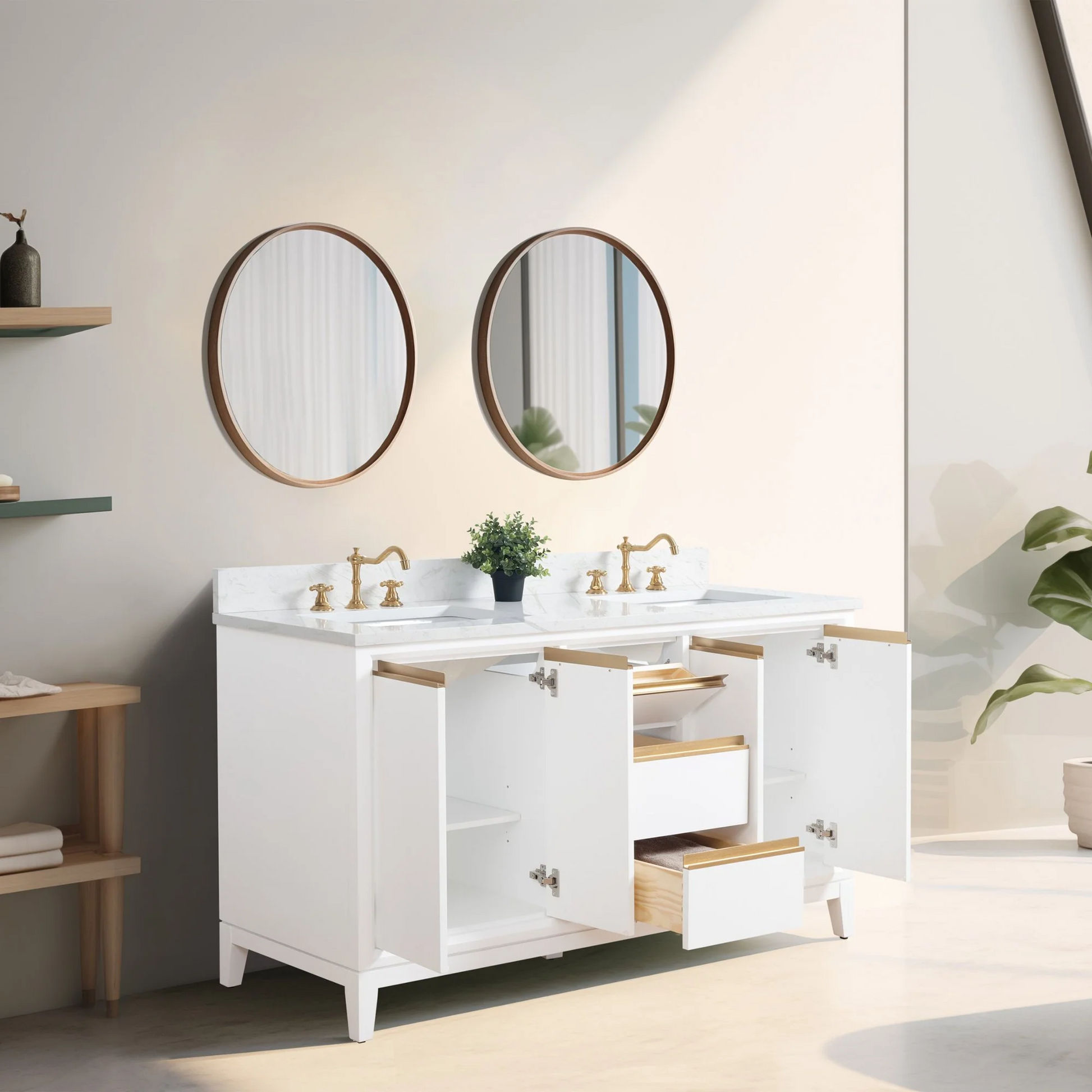 Vera Accent 60-in Double Sink Bathroom Vanity in White with Engineered Marble Top, VA8060-DW, CVH60D-W, Retail: $1,438.00, Final: $999.99, CLEARANCE PRICE: $899.99 + TAX