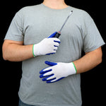 Large Blue Nitrile dipped Rubber Construction Gloves 5 -Pairs
