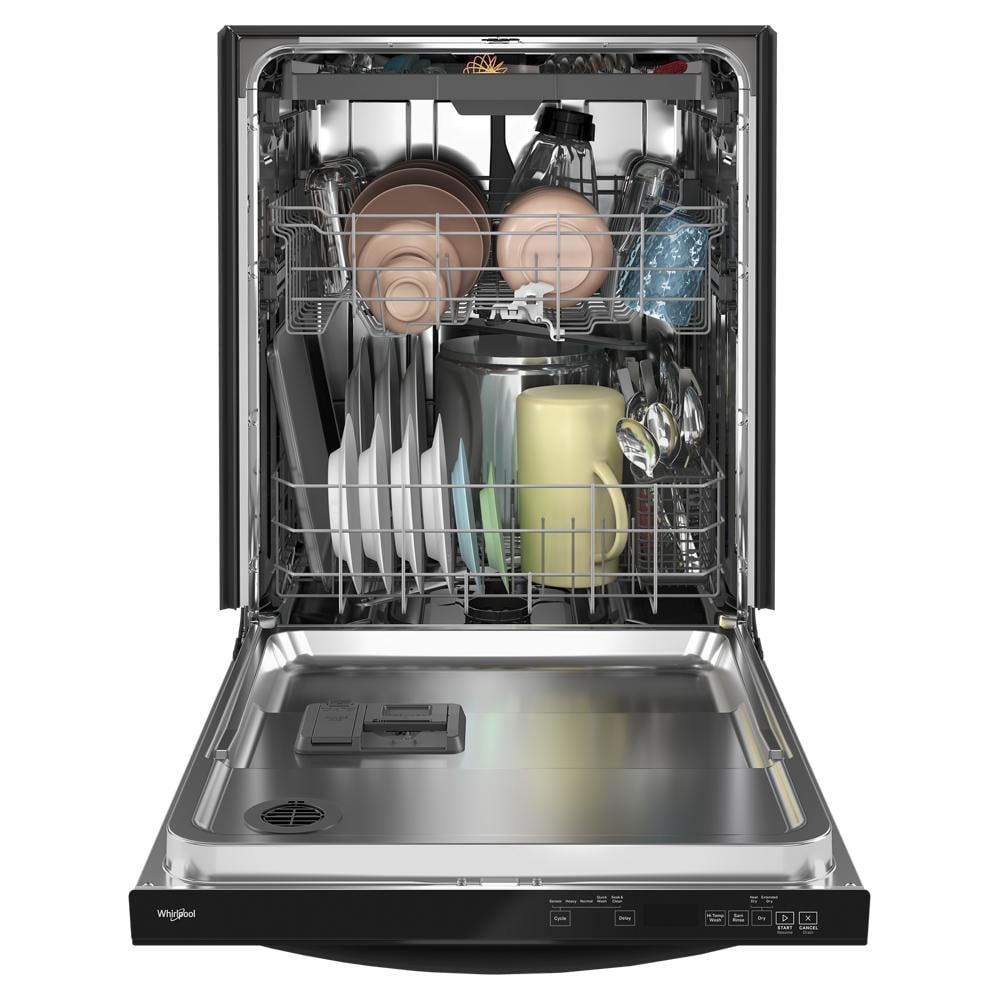 Whirlpool Eco Series 24-in Top Control Built-in Dishwasher (Black) With Third Rack, Sensor Cycle with AI Intelligent Wash, Soak and Clean , 47-Decibel