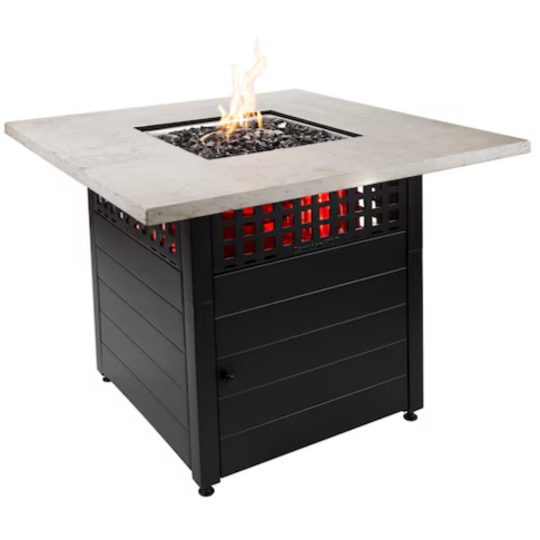 allen + roth DualHeat 40-in W 41000-BTU Black Steel Square Propane Gas Fire Pit Table, GAD19104L *JR2408 [FB190], MSRP: $749.00, Final Price: $399.99 + Tax