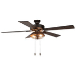 River of Goods 52-in Downrod or Flush Mount Bronze with Rich barnwood/light driftwood Blades Cage Ceiling Fan With Light 5 -Blade )