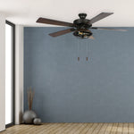 River of Goods 52-in Downrod or Flush Mount Bronze with Rich barnwood/light driftwood Blades Cage Ceiling Fan With Light 5 -Blade )