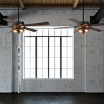 River of Goods 52-in Downrod or Flush Mount Bronze with Rich barnwood/light driftwood Blades Cage Ceiling Fan With Light 5 -Blade )