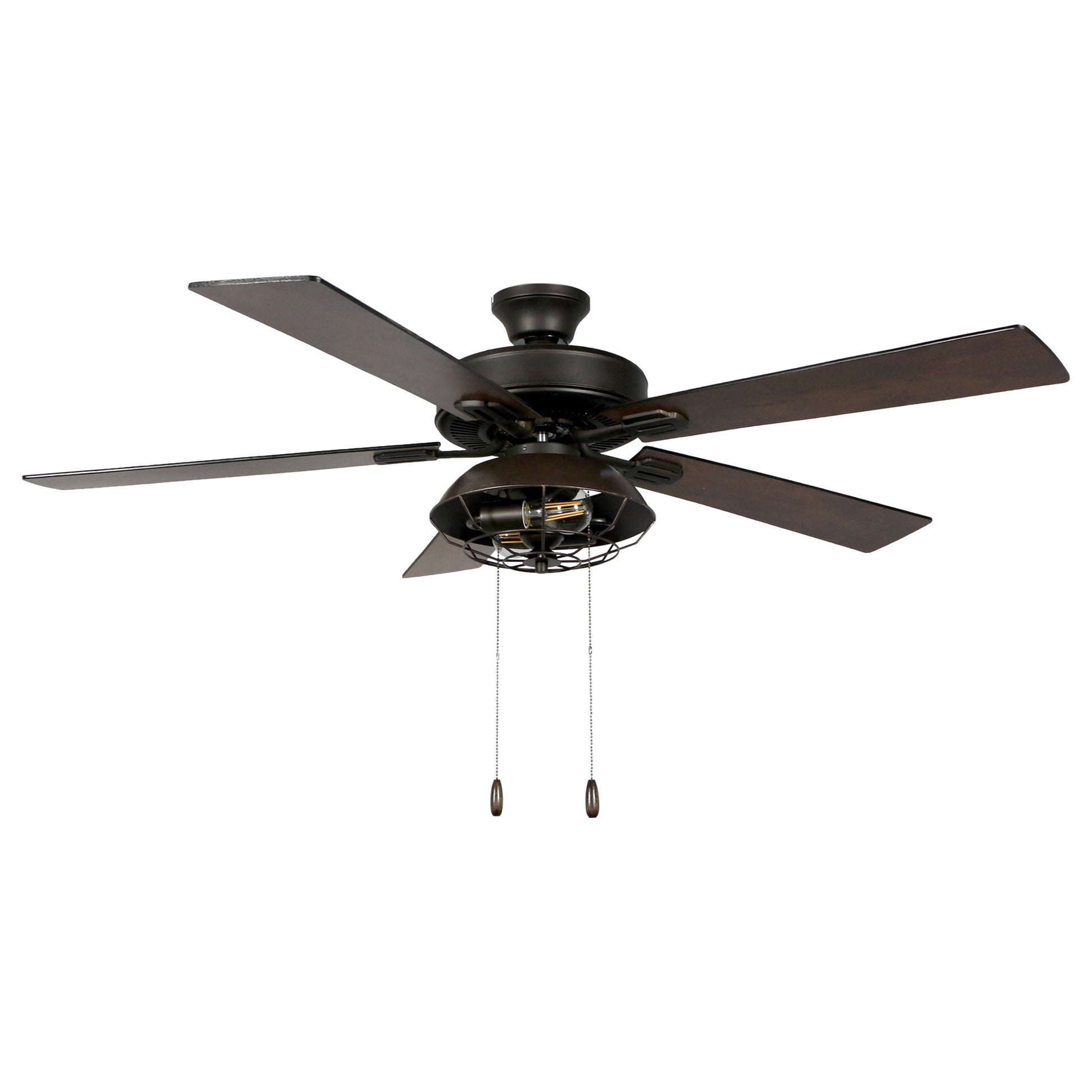 River of Goods 52-in Downrod or Flush Mount Bronze with Rich barnwood/light driftwood Blades Cage Ceiling Fan With Light 5 -Blade )