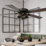 River of Goods 52-in Downrod or Flush Mount Bronze with Rich barnwood/light driftwood Blades Cage Ceiling Fan With Light 5 -Blade )