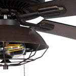 River of Goods 52-in Downrod or Flush Mount Bronze with Rich barnwood/light driftwood Blades Cage Ceiling Fan With Light 5 -Blade )
