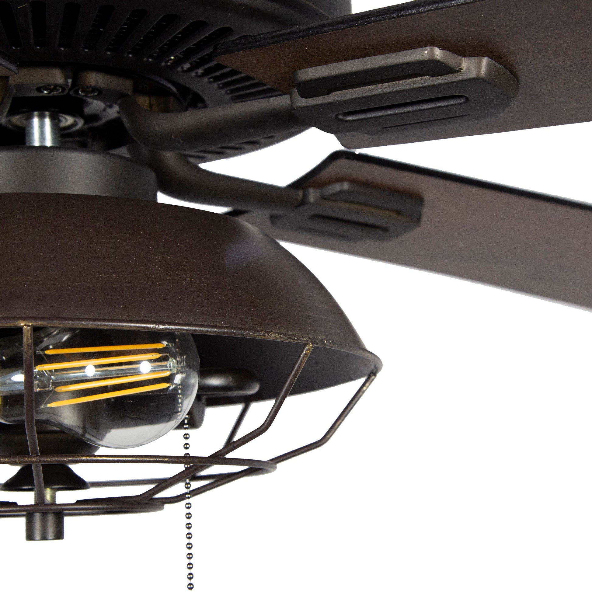 River of Goods 52-in Downrod or Flush Mount Bronze with Rich barnwood/light driftwood Blades Cage Ceiling Fan With Light 5 -Blade )