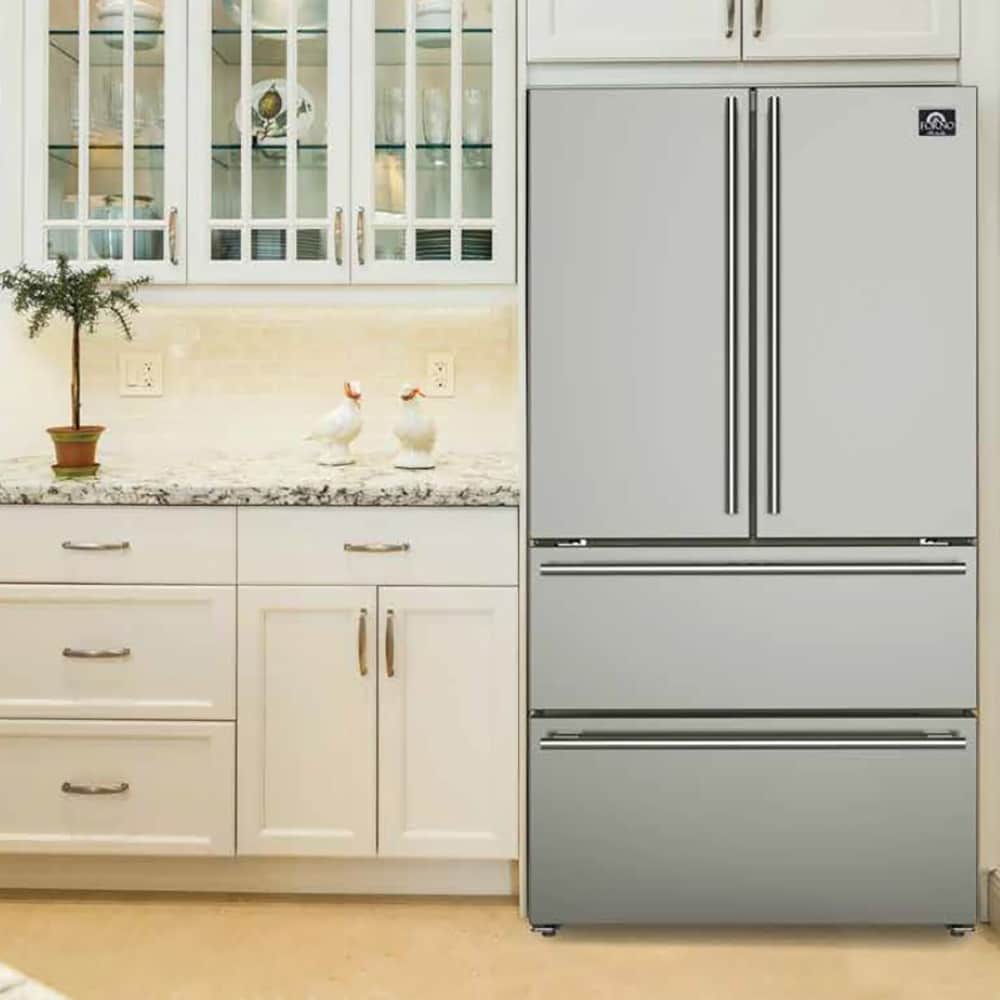 FORNO Counter-Depth Moena 19.2-cu ft 35.9-in Wide French Door Refrigerator with Ice