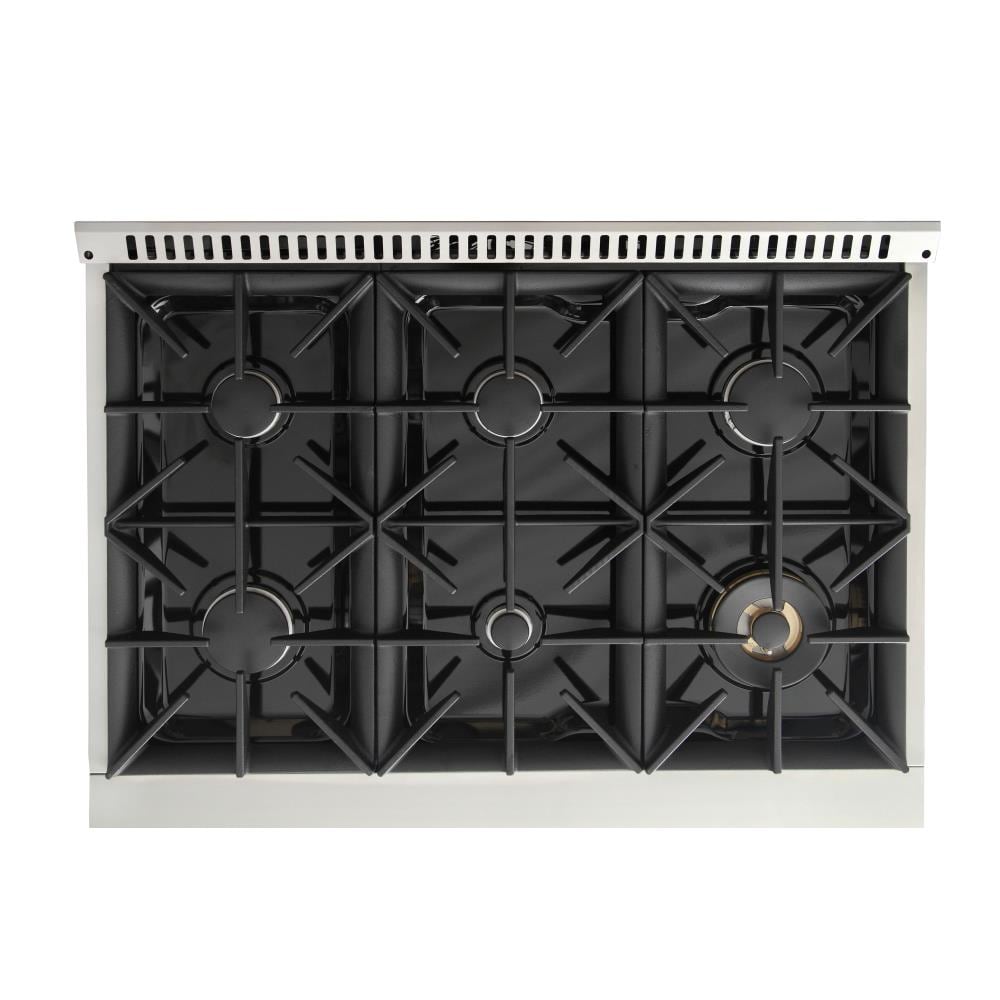 Kucht KX Series 36-in Deep recessed 6 burners Convection Oven Freestanding Dual Fuel Range ( Stainless Steel )