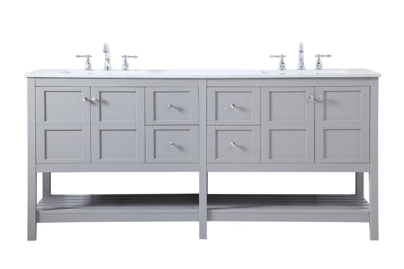 Ever Living Indie 72-Inch Double Sink Vanity in Light Grey with a Countertop, VF16472DGR, FINAL PRICE: $1099.99 + TAX [FBM-127]