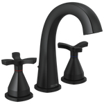 Delta Stryke Matte Black Widespread 2-handle WaterSense Mid-arc Residential Handle Bathroom Sink Faucet with Drain