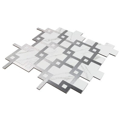 Carrara Maze 12x12 Peel & Stick Mosaic, SF210038,  14.52sf, 15pcs, 16lbs, FINAL PRICE: $3.99/pc, $59.85/bx + Tax