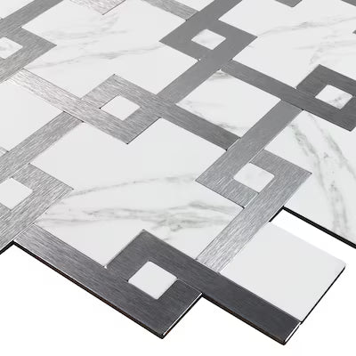 Carrara Maze 12x12 Peel & Stick Mosaic, SF210038,  14.52sf, 15pcs, 16lbs, FINAL PRICE: $3.99/pc, $59.85/bx + Tax