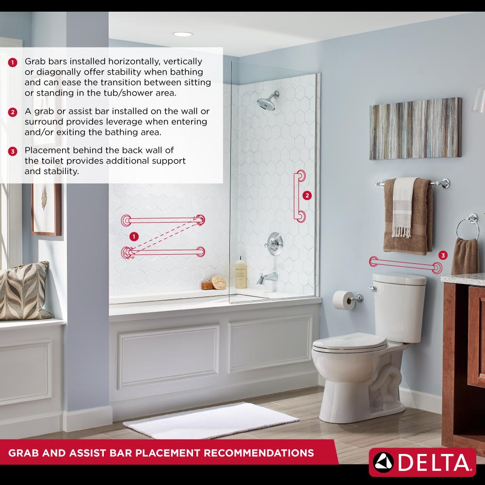 Delta 18-Inch Angular Modern Decorative ADA Grab Bar in Stainless Steel, 41918-SS, MRSP: $221.3, FINAL PRICE: $ + TAX