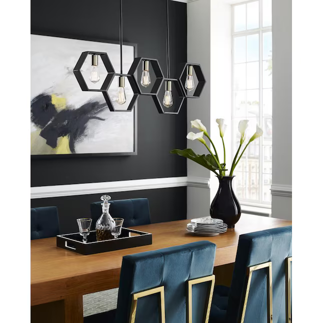 Quoizel Bismarck 5-Light Earth Black Modern/Contemporary Linear Large Hanging Kitchen Island Light, BSK540EK *JR2509, Retail: $549.99, FINAL PRICE: $249.99 + TAX