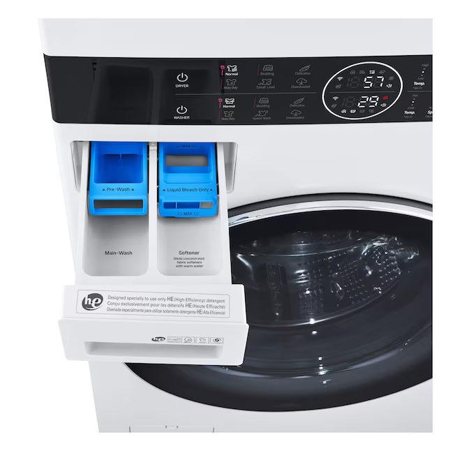 LG WashTower Stacked Laundry Center with 4.5-cu ft Front load Washer and Electric 7.4-cu ft Dryer in White, WKEX200HWA/02 *JR2508, Retail: $2,799.00, FINAL PRICE: $1,579.99 + TAX