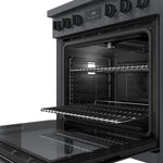 Bosch 800 Series Industrial Style 30-in Standard 5 burners Convection Oven Freestanding Dual Fuel Range (Black Stainless)