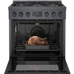 Bosch 800 Series Industrial Style 30-in Standard 5 burners Convection Oven Freestanding Dual Fuel Range (Black Stainless)