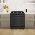Bosch 800 Series Industrial Style 30-in Standard 5 burners Convection Oven Freestanding Dual Fuel Range (Black Stainless)