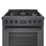 Bosch 800 Series Industrial Style 30-in Standard 5 burners Convection Oven Freestanding Dual Fuel Range (Black Stainless)