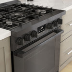 Bosch 800 Series Industrial Style 30-in Standard 5 burners Convection Oven Freestanding Dual Fuel Range (Black Stainless)